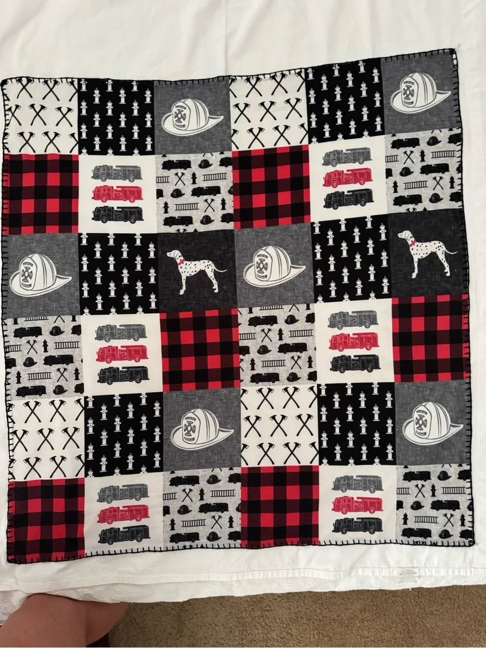 Gorgeous Firefighter Theme Faux-Patchwork Multi-Use Square Cloth 🚒